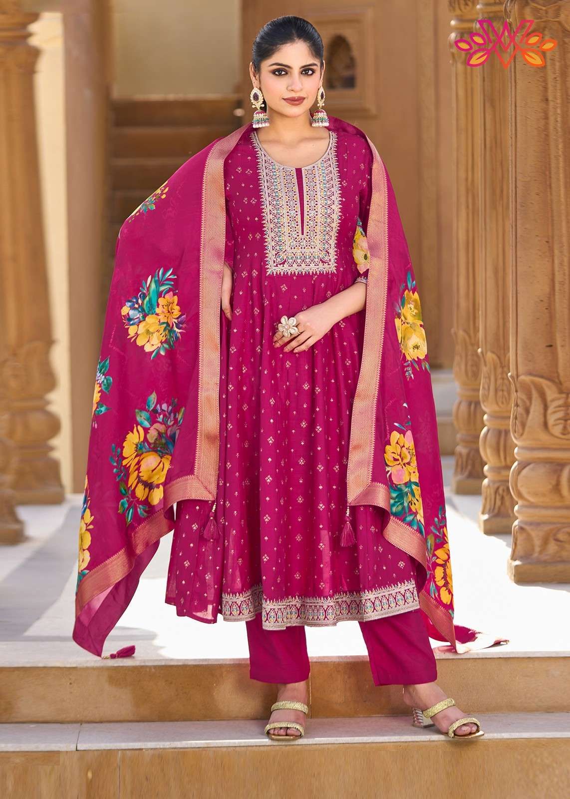 Rani Pink Embroidered Sti..
